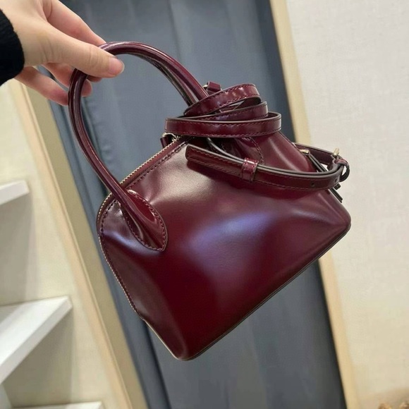 NWT Tory Burch Emerson Patent Mini Dome Satchel 159532 IN ROYAL BURGUNDY - Picture 6 of 10